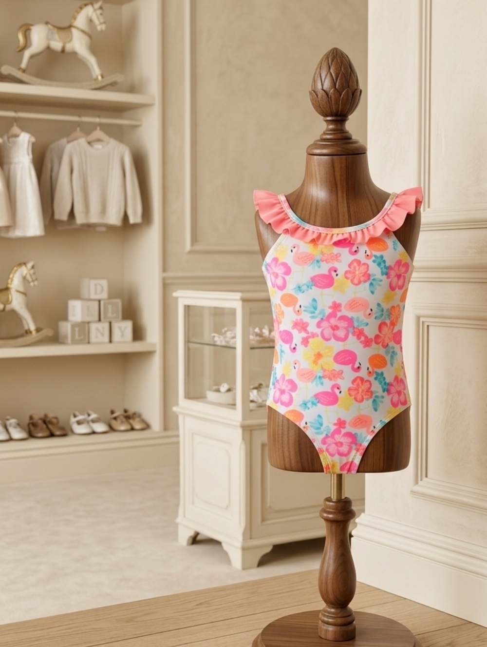Healthtex Flamingo & Hibiscus One-Piece Swimsuit 0–3M